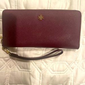 Tory Burch burgundy leather wallet